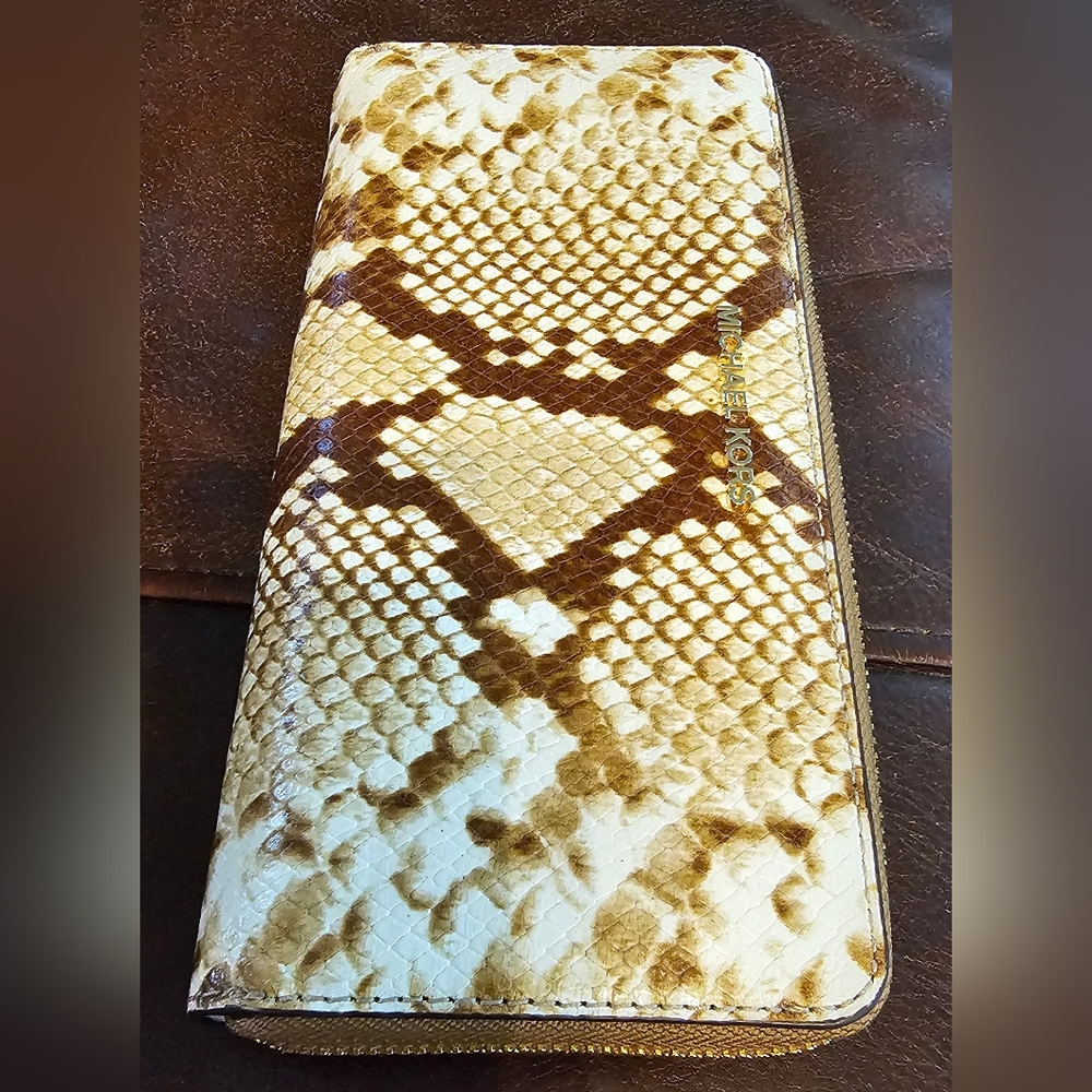 Michael Kors Jet Set Long Python Croc Embossed Le… - image 1